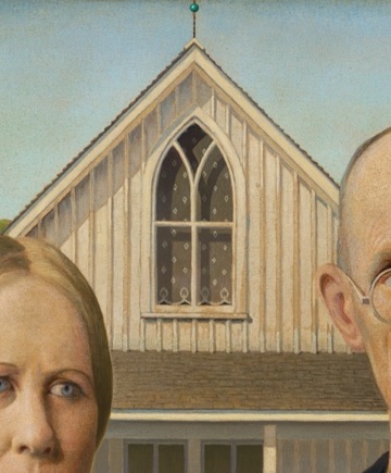 The pointed upstairs window gives the painting its title.