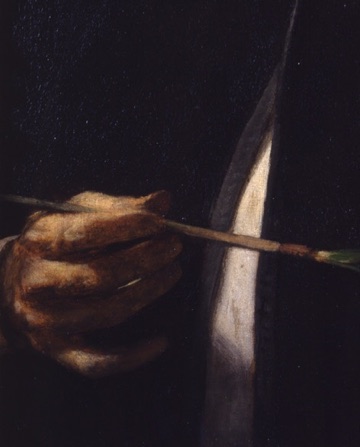 Yet the brush stays in his hand. Death has his ear, but not his brush.