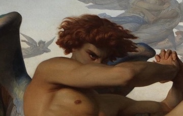 A single tear sharpens the fury in his uncovered eye.